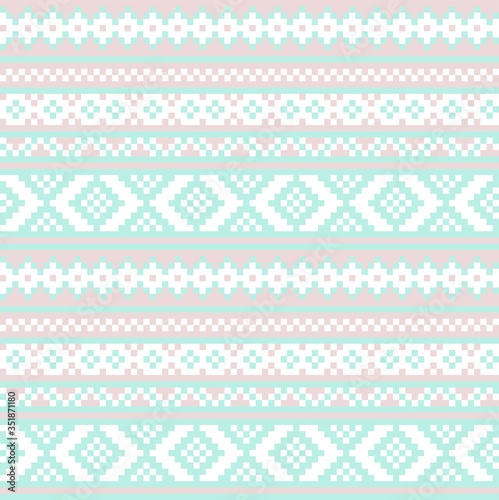 Pink Christmas Fair Isle Seamless Pattern Background
