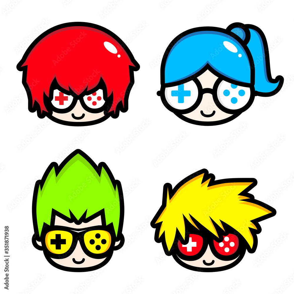 design vector set of cute geek