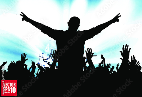 Party background with dancing people - vector illustration