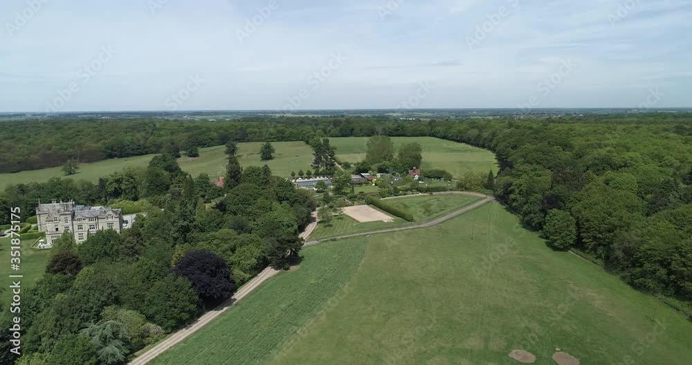 English staetely home and landscaped gardens on sunny day English staetely home and landscaped gardens on sunny day