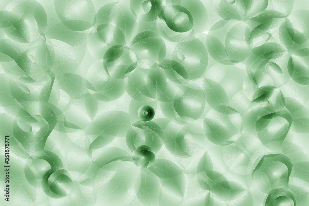 The abstract background or texture of circles and ovals or ellipses. Handmade illustration or picture in green colores 