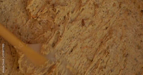 Shaping cake mix with a spatula