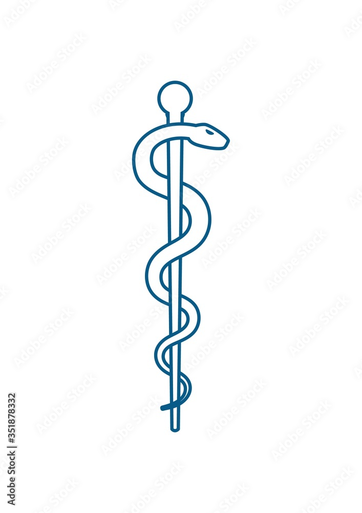 Medical symbol - Staff of Asclepius or Caduceus icon isolated on white background. Medical symbol - Staff of Asclepius or Caduceus icon isolated on white background.