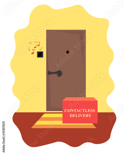 Contactless delivery method during an epidemic. Safe, fast, and convenient. Vector illustration for websites and instructions.