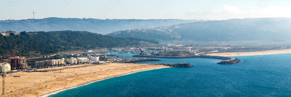 Atlantic ocean, bay and beach in Nazare, Portugal, Europe