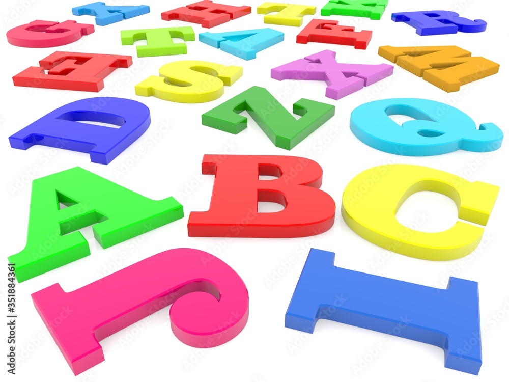 Letters of different colors on a white background Letters of different colors on a white background