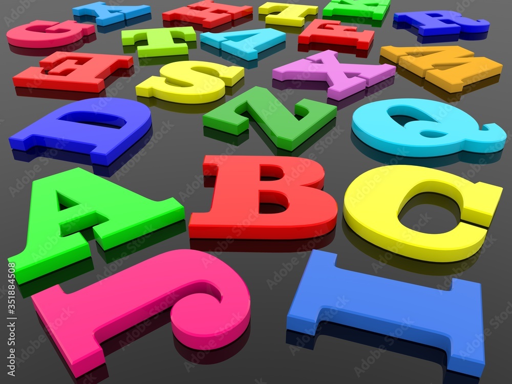 Letters of different colors on a black background Letters of different colors on a black background