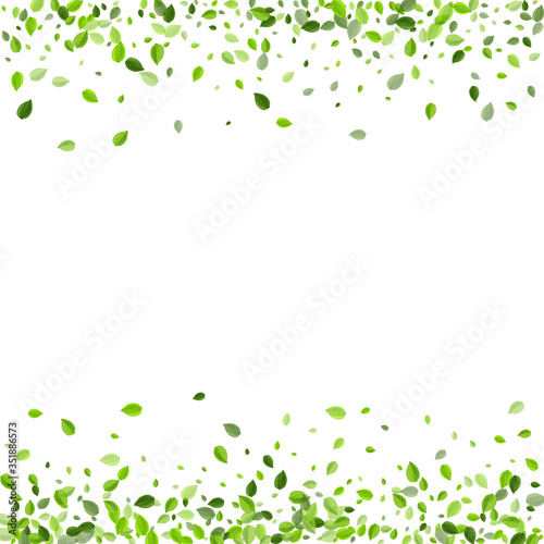 Green Leaves Flying Vector Wallpaper. Falling 