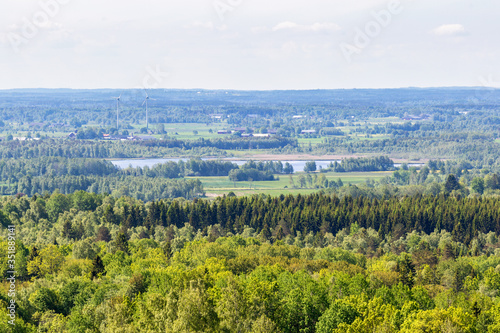 View of forest and lake landscape