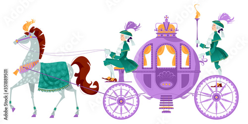 Princess Fantasy Carriage with Coachman and a Horse.