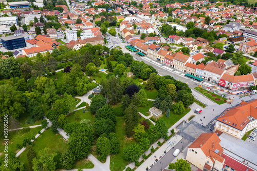 Aerial view of Centre of Koprivnica town in Croatia