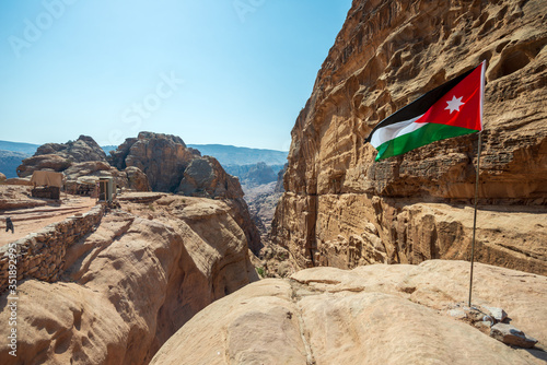 flag of jordan in the desert