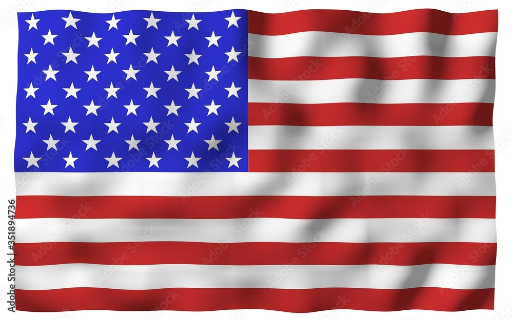Waving flag of the United States of America. Stars and Stripes. State symbol of the USA. 3D illustration Waving flag of the United States of America. Stars and Stripes. State symbol of the USA. 3D illustration