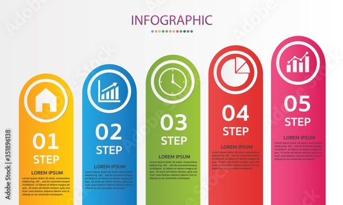Infographics business icons. Business concept with 5 options  steps or processes.