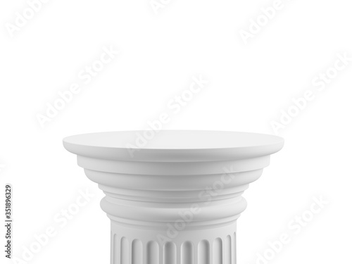 Murais de parede White ancient doric column pedestal isolated on white - 3d rendering