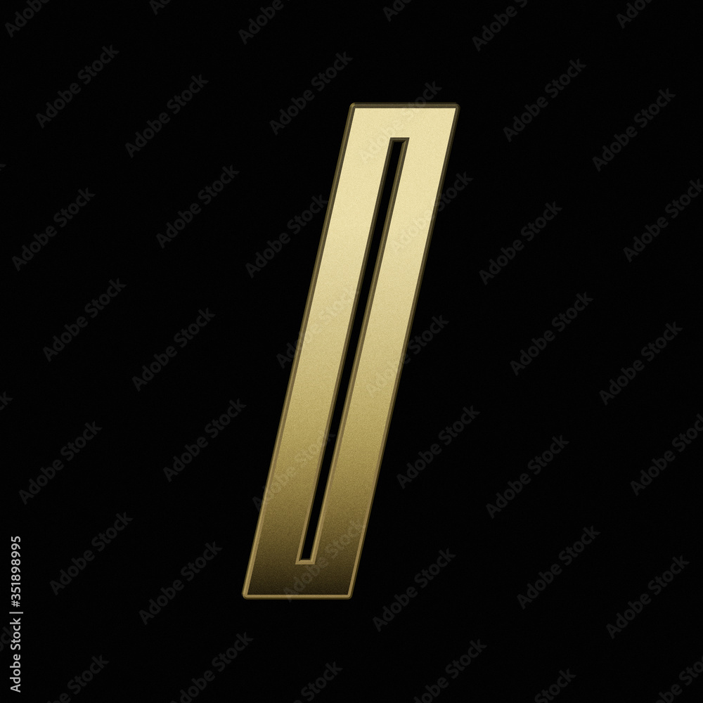 3d gold slash sign isolated on black background. golden texture font. 3d gold slash sign isolated on black background. golden texture font.