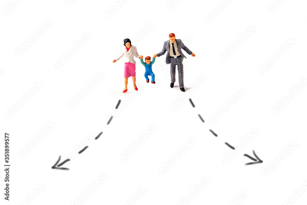 miniature people with arrow line isolated on white background. miniature people with arrow line isolated on white background.