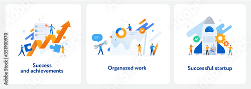 Set of illustrations concept with business concept. Workflow, growth, graphics. Business development, milestones. lillustration infographics. Landing page site print poster