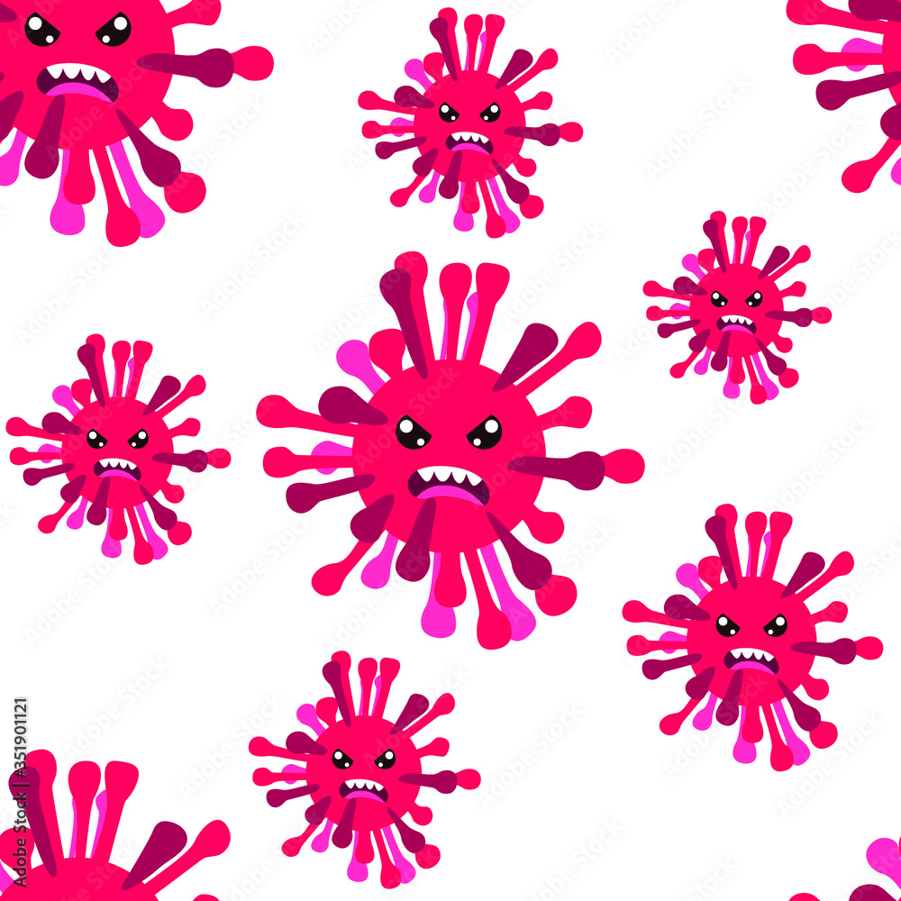 fly germ virus infection,micro bacteria.Vector modern flat style cartoon character illustration.Isolated on white background.Microbe, Pathogen, Virus icon. Seamless pattern