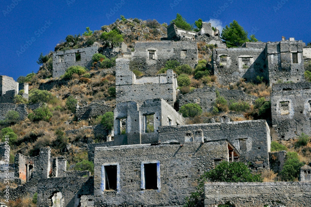Abandoned village Kayakoy ghost town in Fethiye Izmir Turkey