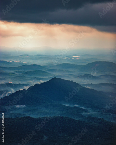 clouds passing throw hills beautiful landscape, Waynad, India