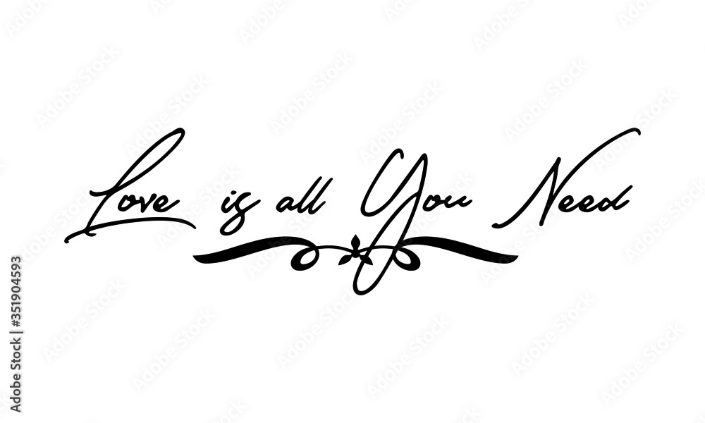 Love is all You Need Cursive Calligraphy Black Color Text On White Background Love is all You Need Cursive Calligraphy Black Color Text On White Background
