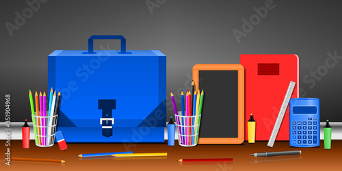 Tableau et Fournitures Scolaires Bleu