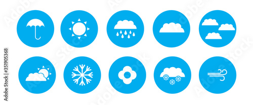 Flat icon set for use Variation WeatherFor web and application.