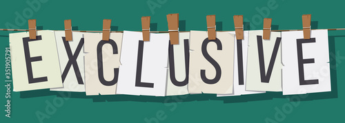 Word "Exclusive" attached with hairpins