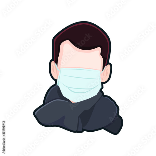 Boy sick in a mask flat vector illustration