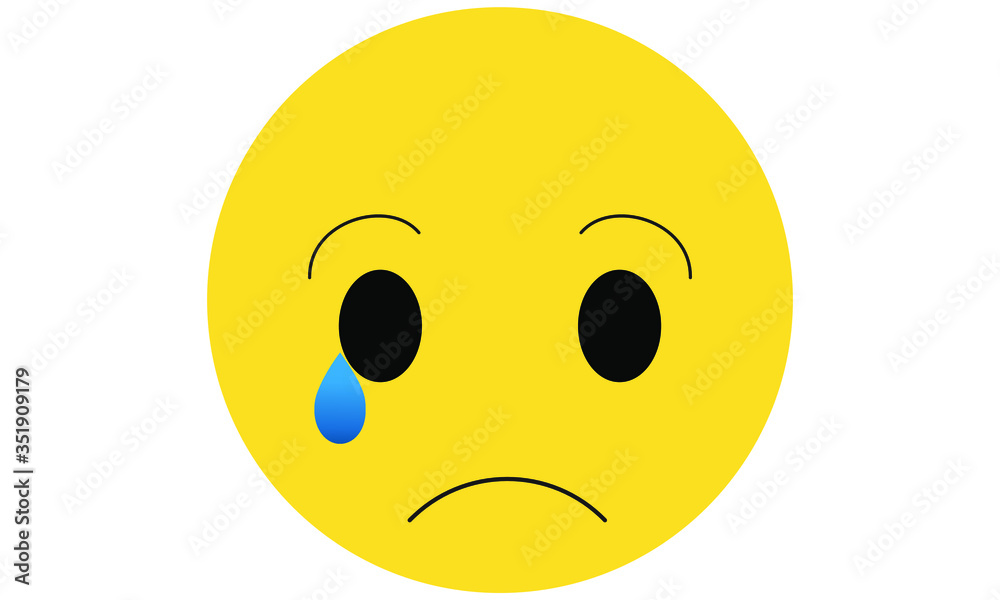 Sad or crying emoji face emotional icon vector illustration 