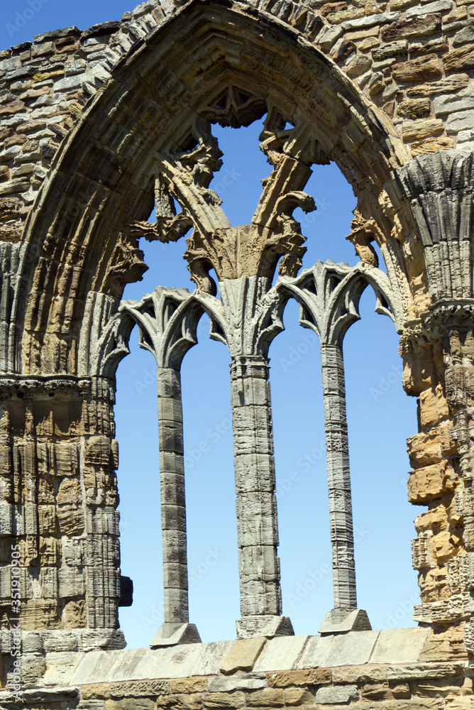 arches at whitby abbey ruins in north Yorkshire U.K.