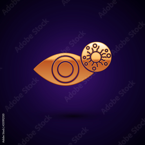 Gold Reddish eye due to virus, bacterial or allergic conjunctivitis icon isolated on black background. Vector
