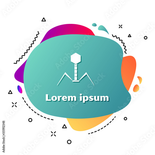 White Bacteria bacteriophage icon isolated on white background. Bacterial infection sign. Microscopic germ cause diseases concept. Abstract banner with liquid shapes. Vector