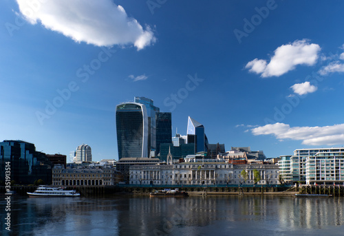 A view of a central London financial district with modern architecture on a bright sunny day  United Kingdom.