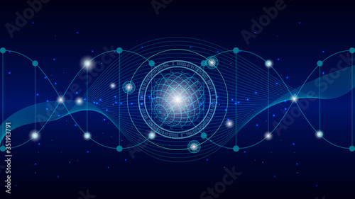DNA molecules for Hi-tec interface, abstract communication technology and line and dots ,vector illustration