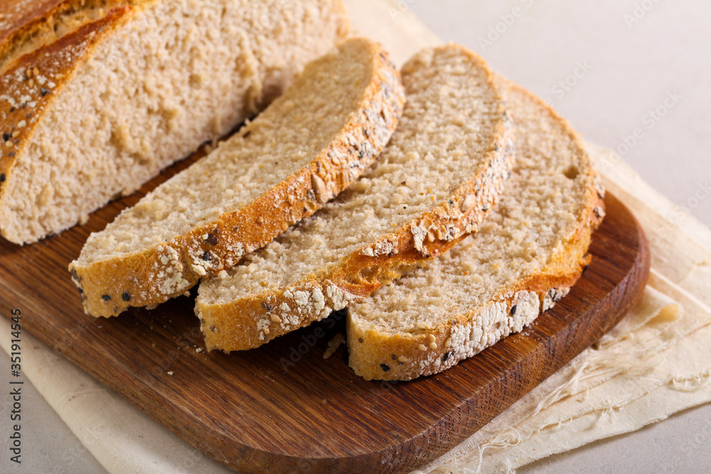 Homemade whole wheat seed bread, sliced Homemade whole wheat seed bread, sliced