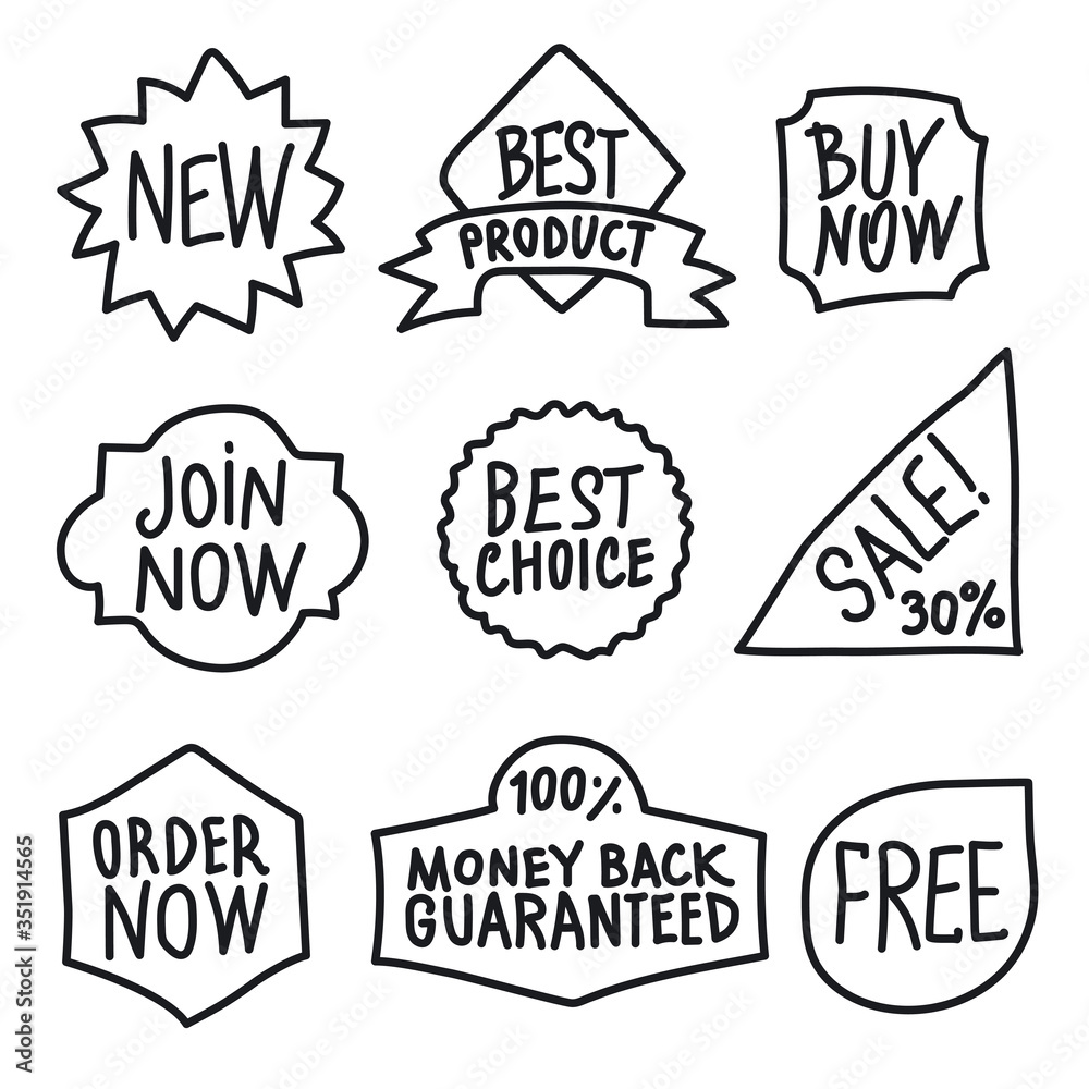 Fototapeta premium black outline tags