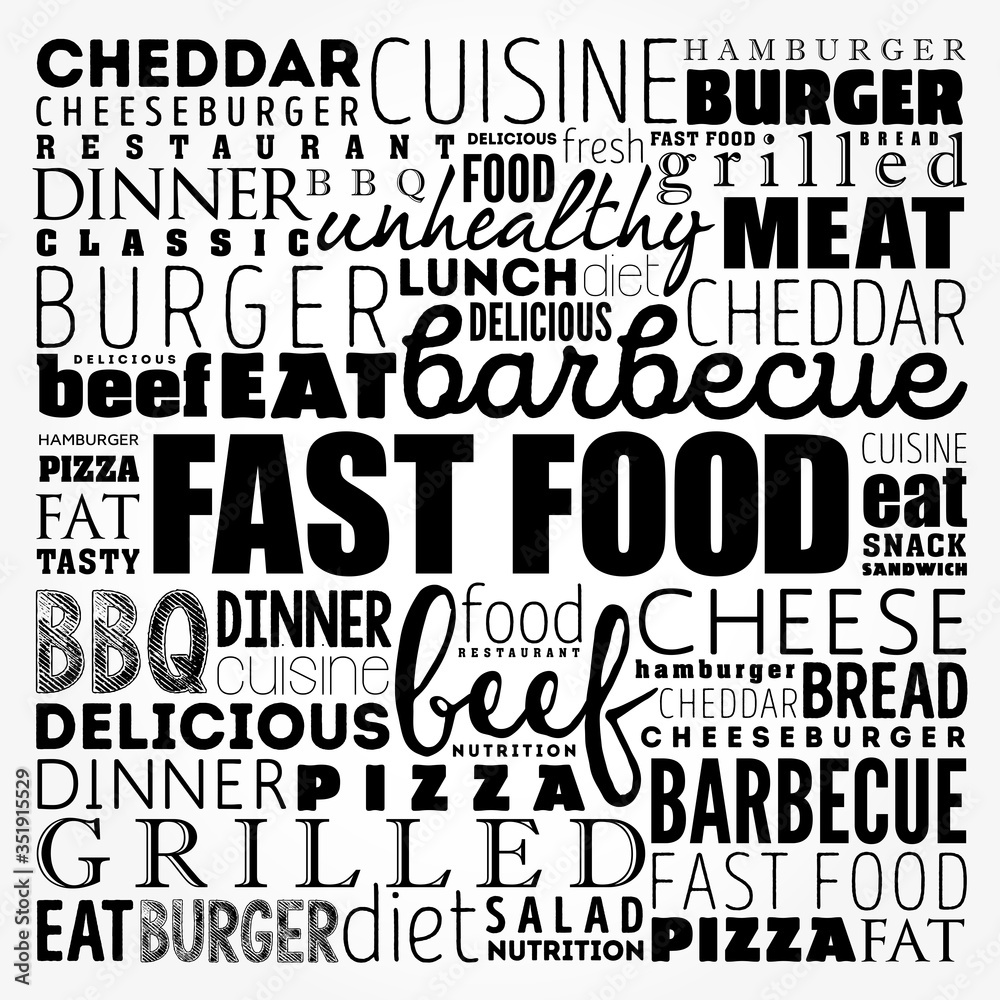 FAST FOOD word cloud collage, concept background