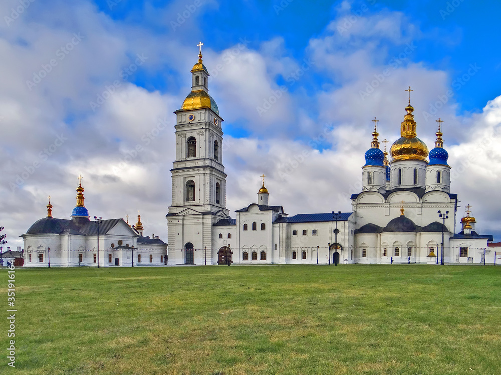 Belfry and Sophia-Assumption Cathedral. Tobolsk. Tyumen region. Russia