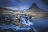 Panorama sunset at the Kirkjufell in Iceland
