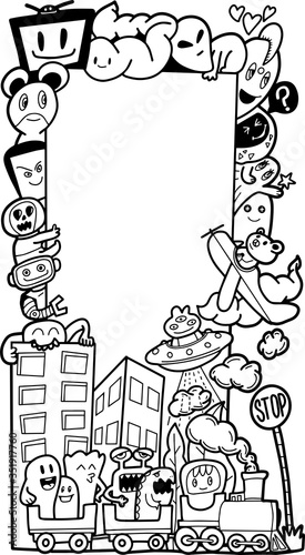 Funny doodle vector illustration, vector cartoon