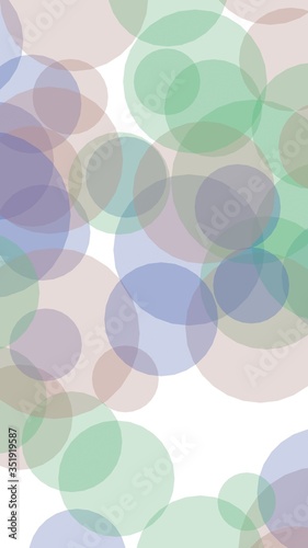 Multicolored translucent circles on a white background. 3D illustration