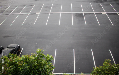 Chon buri, Thailand, April 26, 2020. Cars in the parking lot view from above. Rainy in the parking lot.