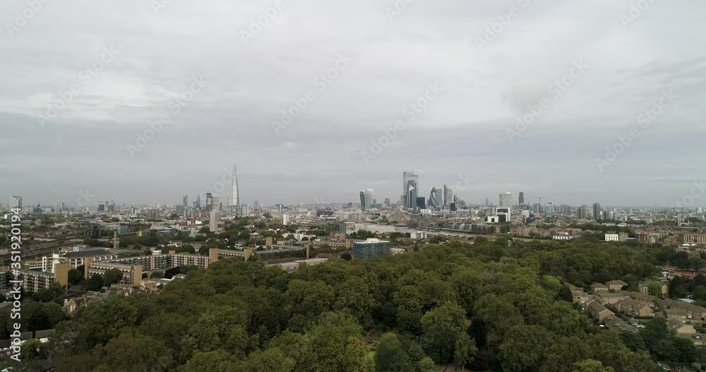 London skyline with Shard and Thames on overcast British day London skyline with Shard and Thames on overcast British day