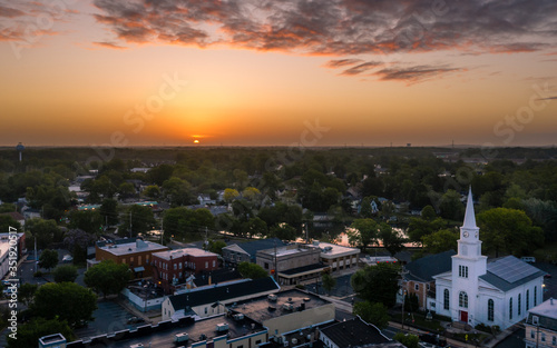 Aerial Drone Sunrise of Hightstown New Jersey 