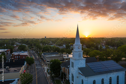 Aerial Drone Sunrise of Hightstown New Jersey 