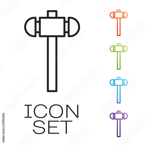 Black line Sledgehammer icon isolated on white background. Set icons colorful. Vector