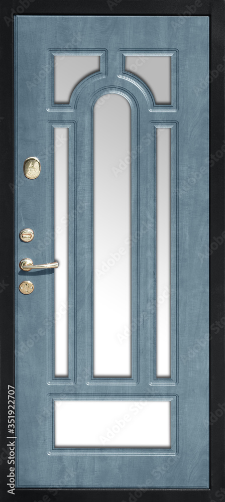 Model of entrance metal doors isolated on white background Model of entrance metal doors isolated on white background