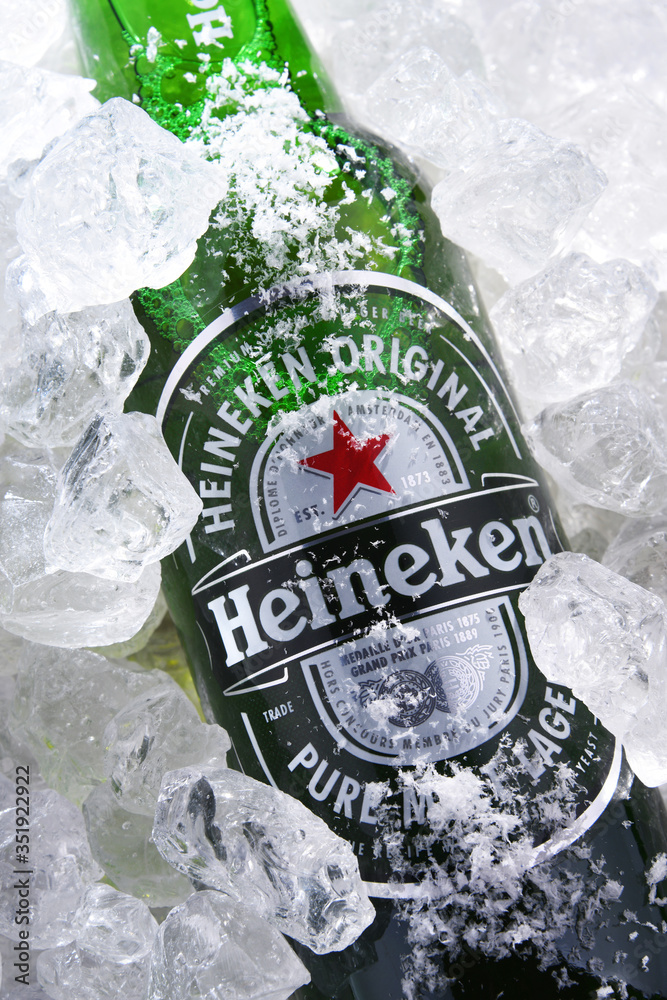 Bottle of Heineken beer in crushed ice Stock Photo Adobe Stock
